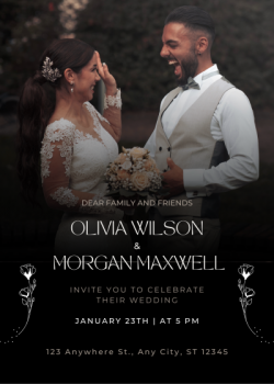 Black and White Bold Gradient Elegant Photo Wedding Invitation